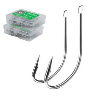 100pcs/box 1-14# High Carbon Steel Crooked Barbed Fishhook Black Flat Carp Fishing Hooks Set Accessories Tool Fish Tackle Accessories