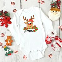 Special Offers Custom Name Baby Christmas Bodysuits Personalised Deer Newborn Clothes Boys Girls Long Sleeve Jumpsuit Xmas Party Infant Outfits