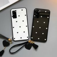 【Small M trend phone case】กระจกนิรภัยเคสกระจกสำหรับ OPPO A96 A36 A16 K A74 A72 A54 A92 A32 A95 A93 A91 A83 A59 Love Heart Tassel Lanyard เคสโทรศัพท์แบบแข็ง