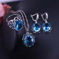 【lz】卐✥  925 Sterling Silver Jewelry Set com colar brincos e anel Factory Outlet muitas cores qualidade superior frete grátis na loja