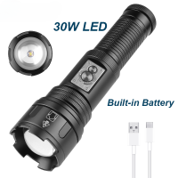 ไฟฉายสว่างมากมีคุณภาพสูง Senter Led Baterai 30W 1500M,ไฟฉายอะลูมิเนียมผสมโลหะสำหรับตกปลาเชิงยุทธวิธี B