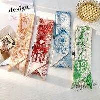 【hot sale】❅✠ D18 Korean version 26 English letters Versatile fashion scarves Silk thin thin strip small ribbon bandage hair band hair rope bag decoration gift gift decoration printing small scarf