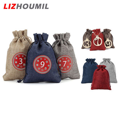 LIZHOUMIL 24ชิ้นอุปกรณ์ตกแต่งกระเป๋าใส่ของถุงของขวัญปฏิทินชนิดหนึ่งซึ่งเป็นสัญลักษณ์ของเทศกาลศักดิ์สิทธิ์ของการมาจุติของพระเยซู Diy สำหรับตกแต่งคริสต์มาส (10X14ซม.)