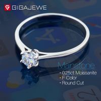 GIGAJEWE 0.3ct 4mm Round Cut EF VVS1 Moissanite 925 Silver Ring Diamond Test Passed Fashion Girlfriend Women Girlfriend Gift