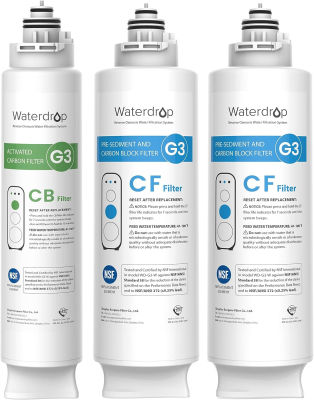 Waterdrop WD-G3-W Replacement Filter 1-Year Combo, Pack of 2 WD-G3-N1CF Filters and 1 WD-G3-N3CB Filter, New Logo Design