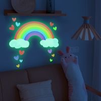 ۞☄◊ Cartoon Rainbow Clouds Luminous Wall Sticker For Baby Kids Room Bedroom Home Decoration Wallpaper Glow in The Dark Stickers