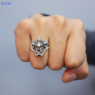 💖【Lowest price】SUTAI แหวนซามูไรปีศาจสุดสร้างสรรค์สุดอินเทรนด์สำหรับผู้ชายเครื่องประดับแหวนเปิดสไตล์พังก์โกธิค