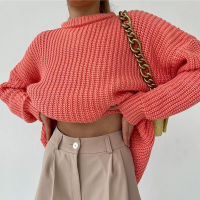 2021 Autumn Winter Women Solid Knitted Thickening Oversized Sweater Female Round Neck Long Sleeve Casual Loose Pullovers Top