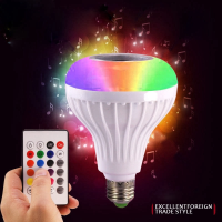 E27 Smart RGB RGBW Wireless Bluetooth Speaker Bulb 12W LED Lamp Light Music Player Dimmable Audio 24 Keys Remote Controller