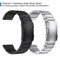 Titanium + Metal Steel Clasp Strap For Samsung Galaxy Watch 3 45mm Band GalaxyWatch 46mmGear S3 Watchband celet Wristband