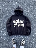 Saint Of God Letter Foam Printing Washed Hoodie Men Women High Quality Loose Oversized Fleece Hoodies Sweatshirts Streetwear Size Xxs-4Xl