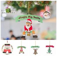 GALLOWAY Jingle My Bells จี้ระฆังก้นซานต้า ติดผนังแบบติดผนัง ทำจากไม้ จี้ไม้คริสต์มาส ศิลปะติดผนัง พร้อมกระดิ่งคู่ ตกแต่งต้นคริสต์มาส บ้านในบ้าน