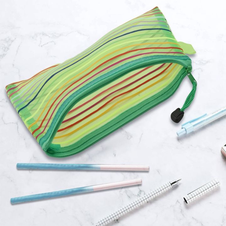 a6-zipper-mesh-pouch-colorful-pencil-pen-bag-document-bag-storage-pouch-for-travel-makeup-offices-supplies-travel-accessories-14-pieces