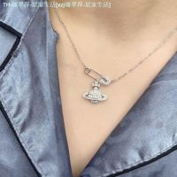 Vivienne Westwood 925 Sterling Silver Empress Dowager Saturn Pin Necklace High-End Ins Style Niche Light Luxury Pendant Collarbone Chain French Ladies