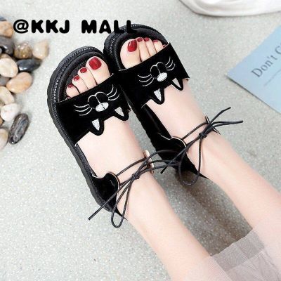 KKJ MALL รองเท้าแตะหญิง 2021 รองเท้าแตะส้นแบนสไตล์เกาหลีฤดูร้อนใหม่