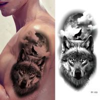 【hot】㍿  New Temporary Sticker Wolf King Tiger Mechanical Boat Men Arm Fake Tatoo