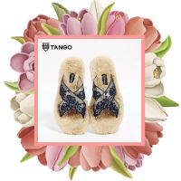 TANGO รองเท้า Sexy Lace Slippers รองเท้าใส่ได้ในบ้านและนอกบ้าน ขนนุ่มฟู ตกแต่งด้วยลูกไม้ นุ่ม ใส่สบาย รองเท้าผู้หญิง รองเท้าแฟชั่น