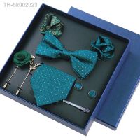 ❁♟♟ Fashion Brand Mens Tie Set Gift Box Bowtie Pocket Squares Brooch Cufflinks 8Pcs Suit For Men Business Necktie Wedding Party Tie