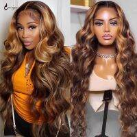 【jw】☾  Uwigs Glueless 13x4 Wig Human Hair Honey Blonde Colored Front Wigs Closure