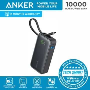 Anker Nano Power Bank, 10,000mAh Portable Charger with Built-in USB-C  Cable, PD 30W Max Output with 1 USB-C, 1 USB-A, Compatible for iPhone 15/15