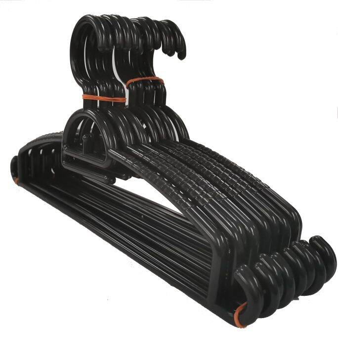 Plastic Big Clothes Hanger 12Pcs (Multiple colours) Lazada