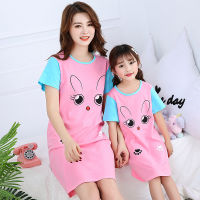 New Summer Cotton Women Night Dress Princess Nightgowns Girls Unicorn Sleepwear Nightwear Cartoon Short Sleeves Nighty Gecelik