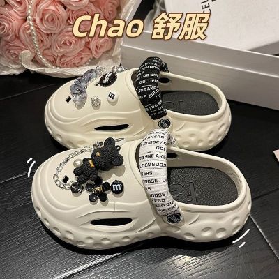 【Hot Sale】 Hole shoes womens outer 2023 new summer thick bottom non-slip office heightened beach Baotou sandals