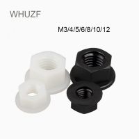 WHUZF Free Shipping Nylon Flange Nuts 100/500pcs Nylon Hexagon Flange Nut M3 M4 M5 M6 M8 M10 M12 Nylon Plastic Flange Nut Nails  Screws Fasteners