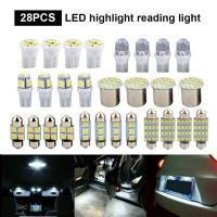 28Pcs 6000K 10W Auto Car Interior LED Light Dome License Plate Mixed Lamp Interior Dome Light Trunk Lamp Parking Bulbs Set Bulbs  LEDs  HIDs