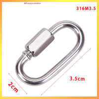 Hassanne 1PC ปีนโซ่สแตนเลสเชื่อมต่อพวงกุญแจหัวเข็มขัดล็อค carabiner