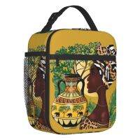 ⊕๑ↂ African Queen Art Resuable Lunch Box for Women Leakproof Women Art Thermal Cooler Food Insulated Lunch Bag Children Student