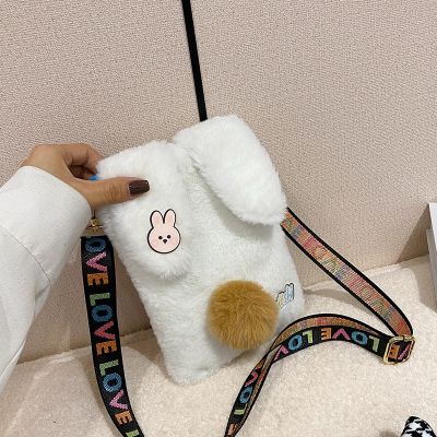 Female 2022 new DIY manual bunny ears of ladle one shoulder phone bag fashion inclined shoulder bag