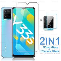 2 In 1กระจกนิรภัยสำหรับฟิล์ม Vivo Y33T Y33S Y32 Y21T Y21 Y21S Y21a Y21e Y21G T1x Y51A Y76 Y76S Y15S Y15A Y01 Y20 Y20i Y20s Y12s โปร่งใสหน้าจอด้านหลังกล้องฟิล์มเลนส์