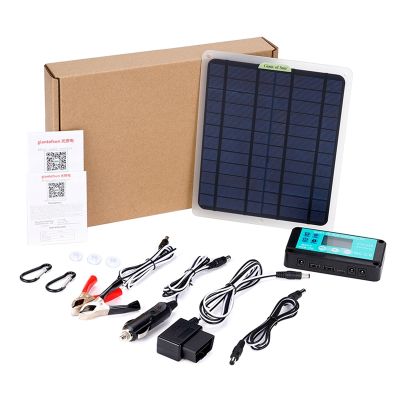20W Solar Panel 12V 10A Battery Controller Car Charger Outdoor Battery Supply for Vehicle Battery with OBD Plug Lightweight and Compact