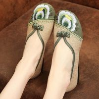 CODwumei04 Ethnic style embroidered shoes comfortable mother square dance dance shoes cloth shoes womens single shoes