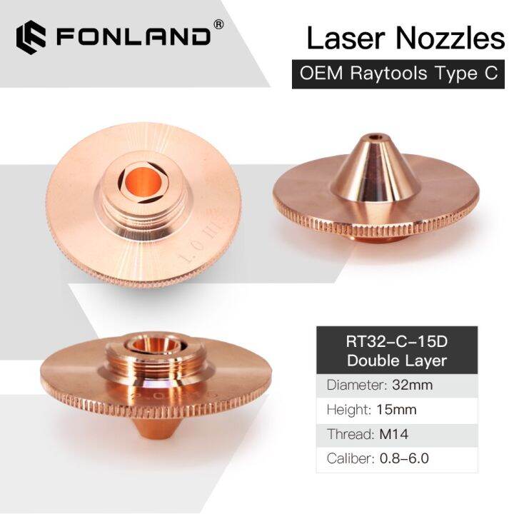 fonland-raytools-type-c-nozzles-diameter-32mm-height-15mm-single-double-layers-chrome-caliber-0-8-5-0mm-for-laser-cutting-head