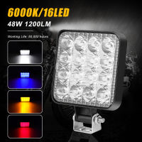 12V ไฟ LED Pod 3030บาร์ไฟ LED ทางวิบาก48W ไฟสปอร์ตไลท์ LED สำหรับรถบรรทุก4X4 SUV มอเตอร์ไซค์ ATV ไฟหน้ารถมอเตอร์ไซค์แบบ LED