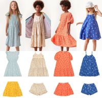 2022 Kids Girls Summer Dresses nd Designer Clothes For Children Girls TC Toddler Short Sleeve Dresses Orange Print