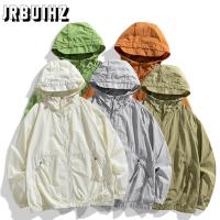 JRBUIHZ Summer Oversize Skin Coat Sun Protection Clothing Thin Jacket Men Fashion Korean Street Hooded Sunscreen Outerwear Male