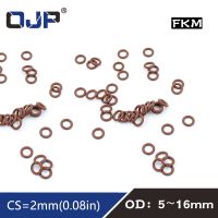 5PCS/lot Fluorine rubber Ring Brown FKM O ring Seal OD5/6/7/8/9/10/11/12/13/14/15/16x2mm Rubber O-Ring Seal Ring Gaskets Washer