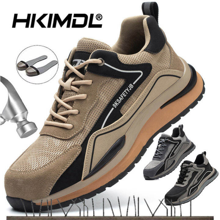 HKIMDL Safety Steel Toe Shoes for Men Women Breathable Lightweight