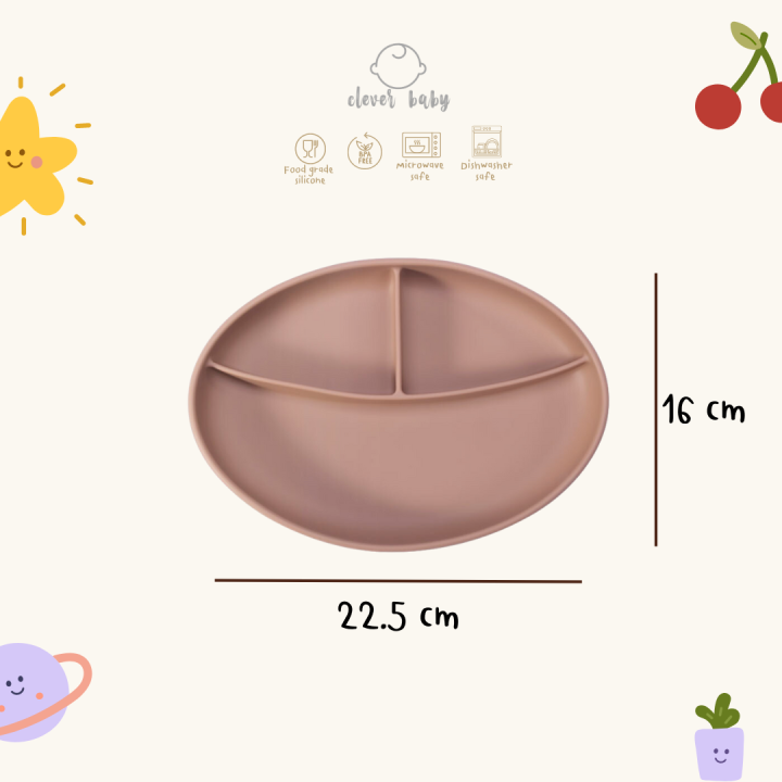 clever-baby-store-จานซิลิโคนทรงรี-มีฐานดูดโต๊ะ-สำหรับ-6-เดือนขึ้นไป-สาย-blw-oval-plate