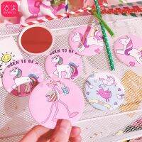 【BEIBEI】 Unicorn Cartoon Cute Mirror Makeup Mirror Portable Mirror Mini Round Mirror Pocket Mirror