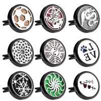 Bright Black Flower Style Aromatpy Car Air Freshener Clip Stainless Steel Car Essential Oil Diffuser Locket Perfume Necklace