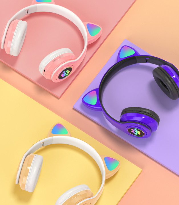 airbuds bluetooth VIV23M Cat Ear Wireless Headphones Bluetooth 5.0 RGB