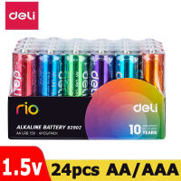 deli ถ่านอัลคาไลน์ 24ก้อน ถ่าน  ถ่านไฟฉาย AA AAA 1.5V ถ่านรีโมท alkaline battery