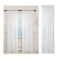 LazaraLives ผ้าม่านโปร่ง voile Rod Pocket สีขาว Fly Screen Drape สำหรับระเบียงห้องนอน