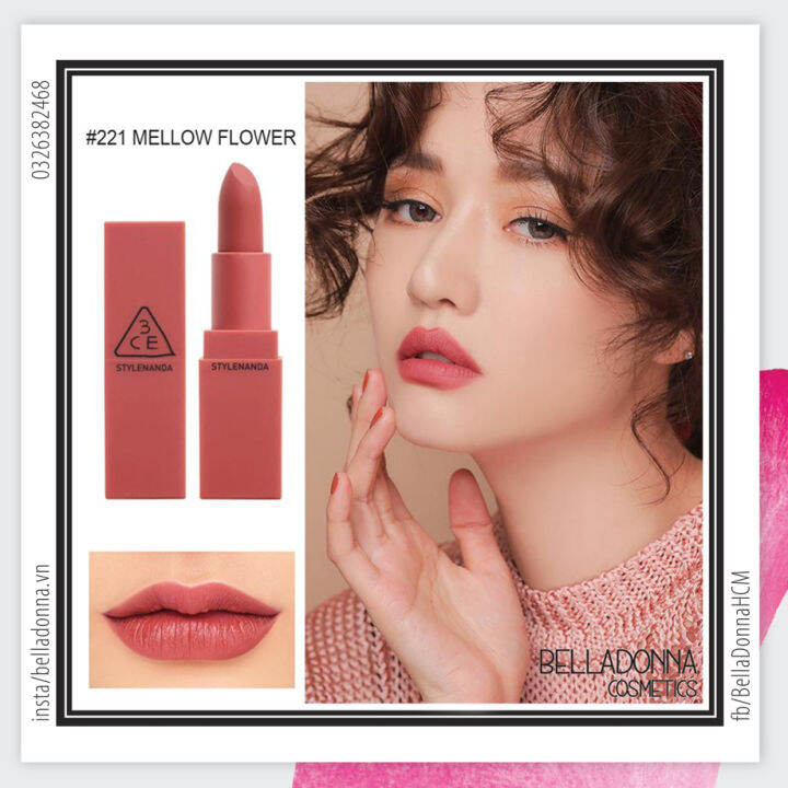 Hcm] Son Thỏi Lì, Siêu Mịn 3Ce Mood Recipe Matte Lip Color #221 Mellow  Flower - Hồng Đất | Lazada.Vn