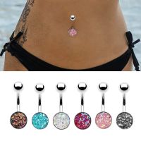 【CW】 1-6PCS 14g Surgical Synthetic Druzy Stone Round Belly Scales Navel Piercing Stud Piercings