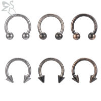 1 PC Punk Retro Horseshoeห่วงสแตนเลสเจาะจมูกและหูสแตนเลสSeptumแหวนคู่ลูกบอลSpikesเกลียวกระดูกอ่อนต่างหูTragus DaithเจาะริมฝีปากLabretเจาะคิ้วอัญมณีประดับร่างกาย16G 8มม.